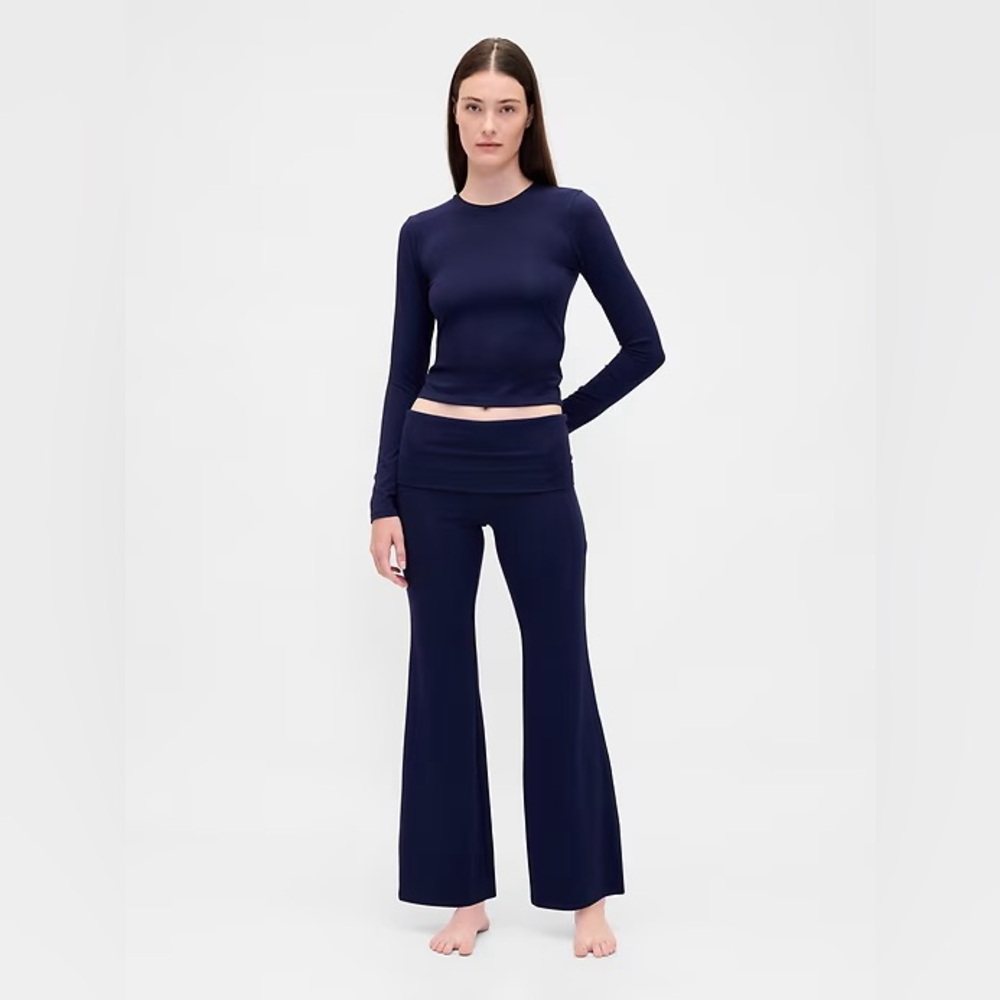 Gap Matching Set Modern Foldover PJ Leggings T-Shirt Dark Navy Blue Tall